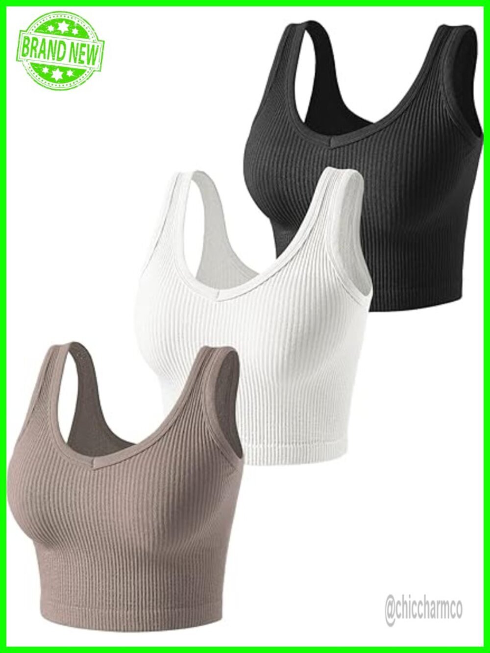 3 Pack Ribbed Crop Tank Tops Both Side Wearable Going Out Basic